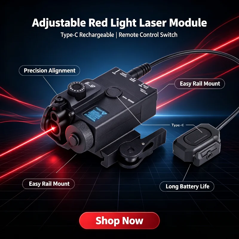 Calibratable Green Laser Module Type-C Rechargeable Hobby Parts with External Remote Switch for Hobby Model Builds