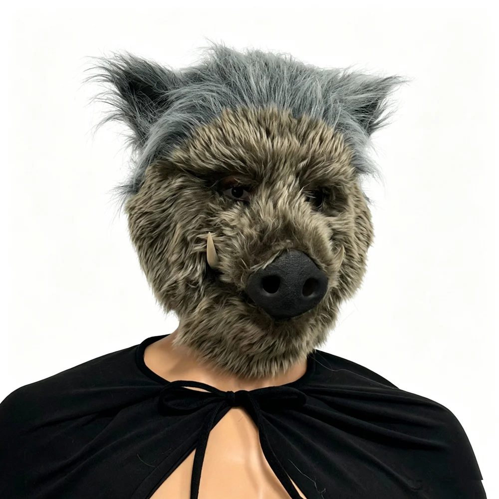 Dämonen-Wildschwein-Maske Ganzkopf-Tiermaske Horror-Cosplay-Kostüm-Requisite für Halloween-Party Maskerade – Detail 3