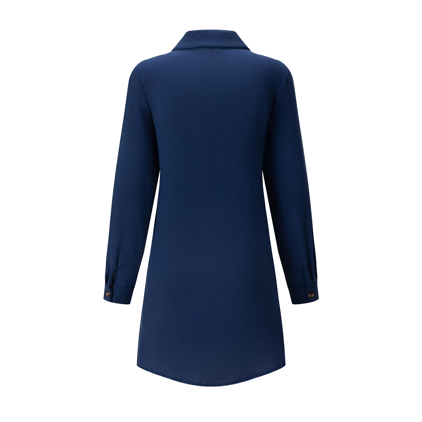 Frühling Sommer Damen Hemdkleid mit Umlegekragen, Locker Geschnittenes Übergroßes Midi-Kleid mit Knopfleiste und Seitentaschen, Lässiges Strandkleid – Detail 27