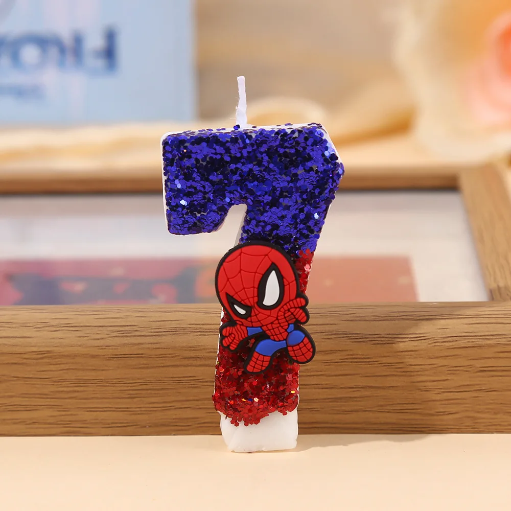 Spider-Man Original Fun Figure Candles Superhero Spiderman 0-9 Candles Cupcake Toppers Cake Decoration for Kids Boy Party Favors view 2