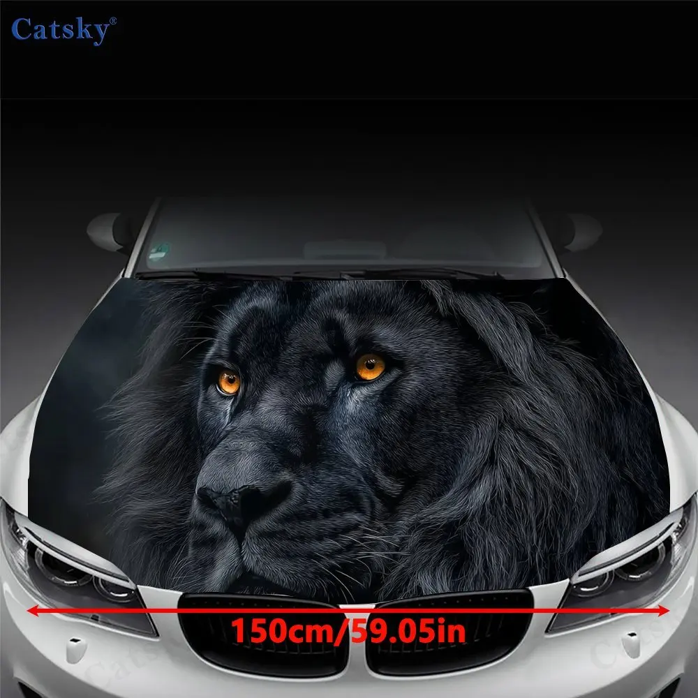 Red-eyed black wolf Car Hood Packaging - Premium, Durable and Waterproof Car Trim, Personalized Car Exteriors, Animal Pattern Ca