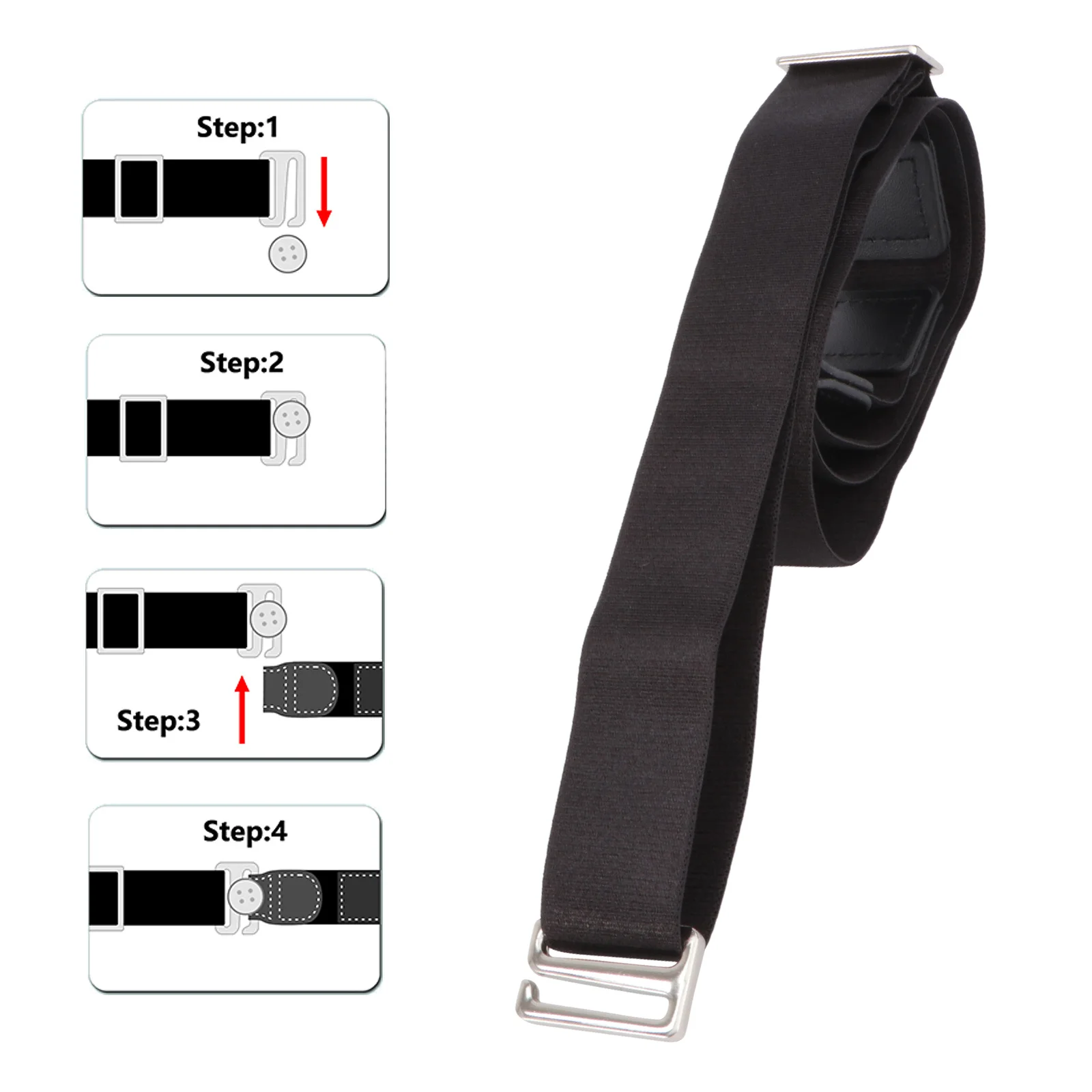 

Shirt Belt Stay Adjustable Shirt Lock Undergarment Belt Black Durable Elastic Anti-Wrinkle Clip for Office Professional