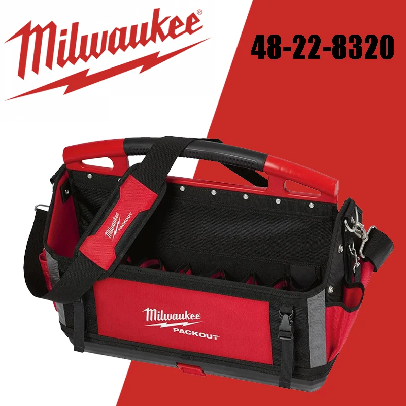 

Milwaukee 48-22-8320 PACKOUT Stackable Type Tote 32 Pockets Zipper Style Hand Tools Spare Parts Storage Kit Durable Tool Bag