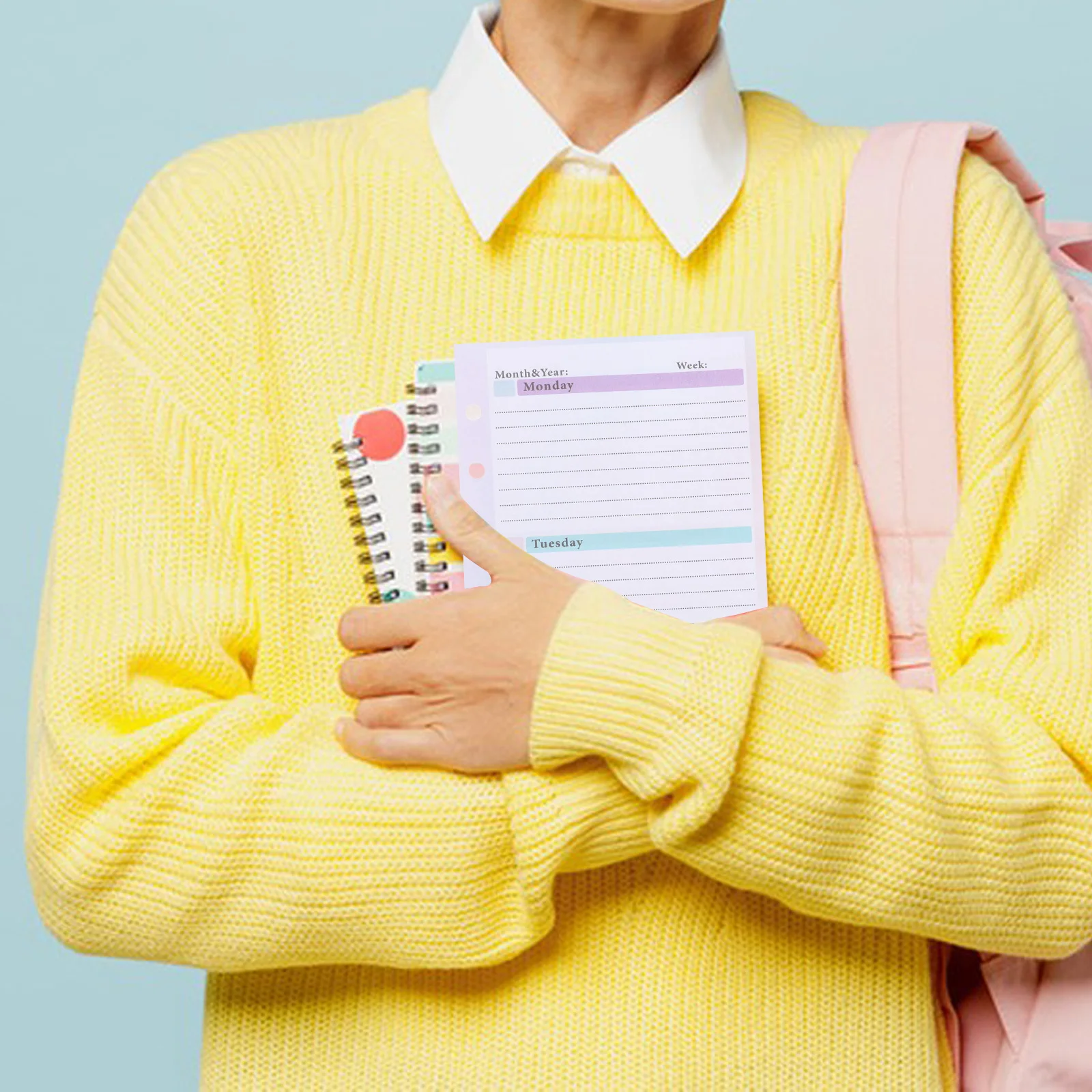 

54 Sheets Weekly Planner Notepad A6 Size Spiral Refillable Weekly Desk Planner for School Office Home Work Task Organizer