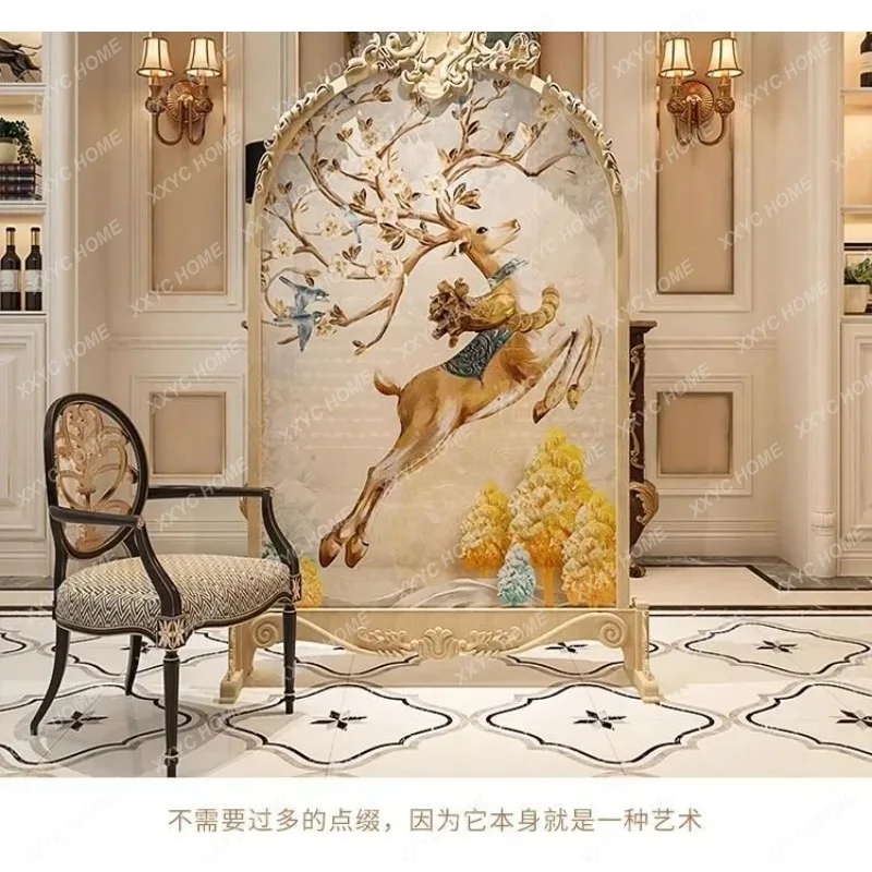 XX Style Mobile Entrance Carved Screen Partition Blocking Decorative Solid Wood  Style Seat Screen