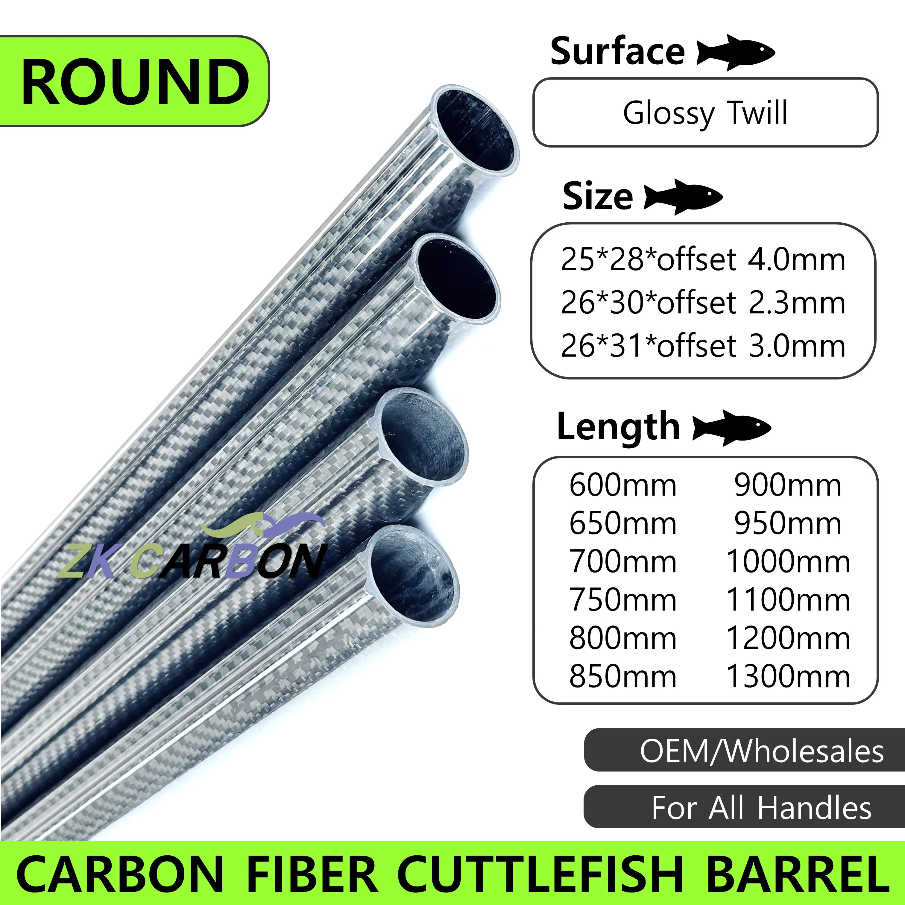Carbon Fiber Cuttlefish Barrel Size 25x28mm 26x30mm 26x31mm Offset 2.3mm 3.0mm 4.0mm Length 600-1300mm Speargun Railguns Harpoon