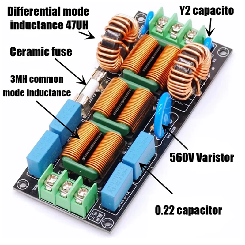 ABYP Filter EMI Filter Four-Level Audio AC 220V Power Supply EMI 110V Differential Mode Common Mode EMC Safety Rules FCC 8A