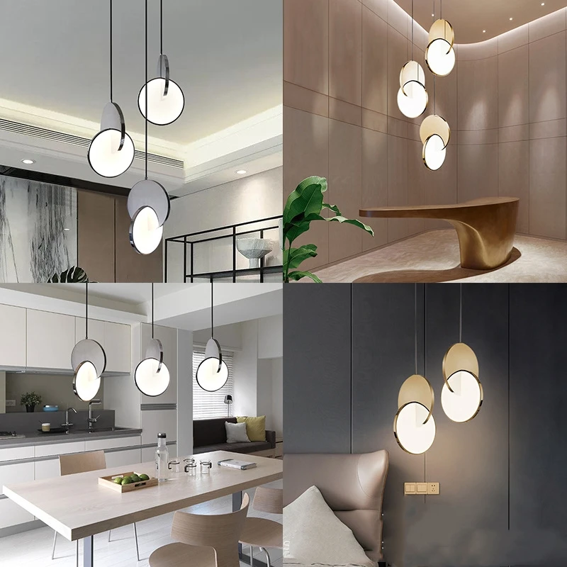 Moderne Led Ring Cirkel Kroonluchters Goud Ijzeren Hanglampen Home Decor Binnenverlichting Woonkamer Eetkamer Hangende Plafondlampen