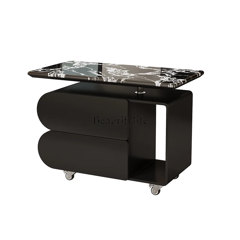 

Nordic creative lifting mobile coffee table cream style small apartment
