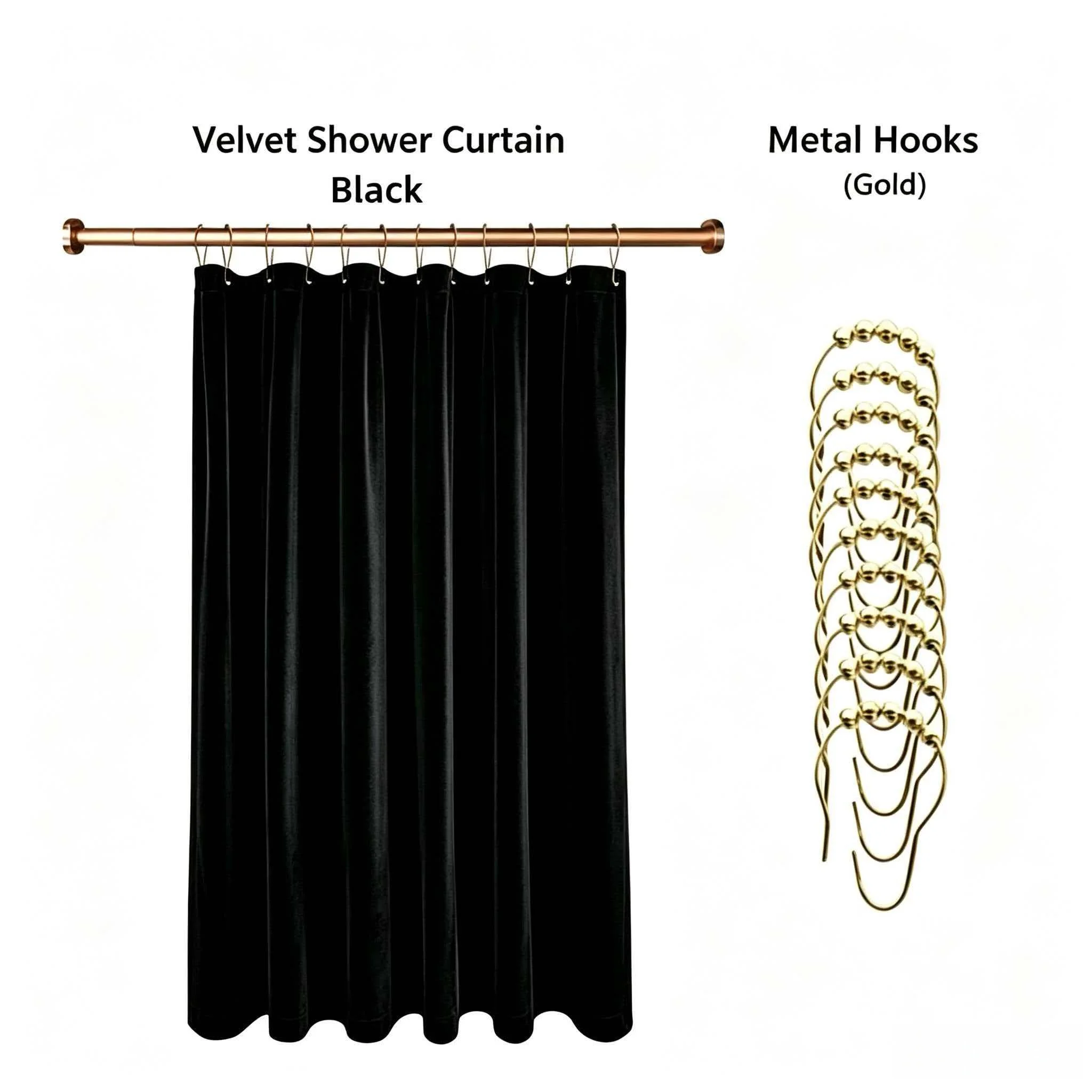 

1PC Heavy-duty Velvet Coated Fabric Curtain, Home Decor Curtain, Bathroom Curtain, with Matching Hooks Included