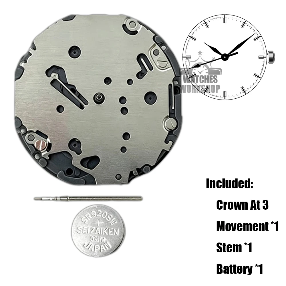 JAPAN Genuine VH31 Quartz Movement Sweeping Seconds 28.5mm Dial Compatible 3 Hands No Date Battery Powered Watch Mod Parts