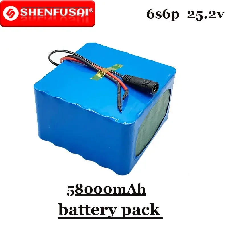 100%Large capacity 18650 lithium battery pack, 6s6p 24v/25.2v built-in BMS, suitable for electric bicycles and wheelchairs