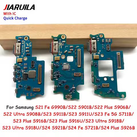 USB Dock Connector Charging Port Flex Cable For Samsung S24 S23 S22 Plus Ultra S21 Fe G990B S906B Charger Board With Mic Module