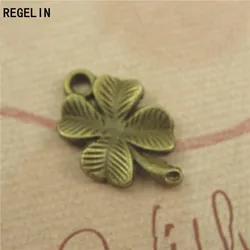 REGELIN 50pcs/lot LUCKY Four Leaf Clover jewelry Retro clover jewelry accessories wholesale 17x11mm jewelry findings