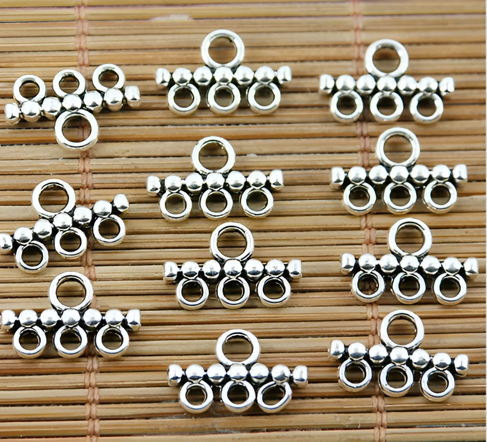 

30pcs 14*9.3mm Alloy matel tibetan silver 3 holes connectors HWEF1608