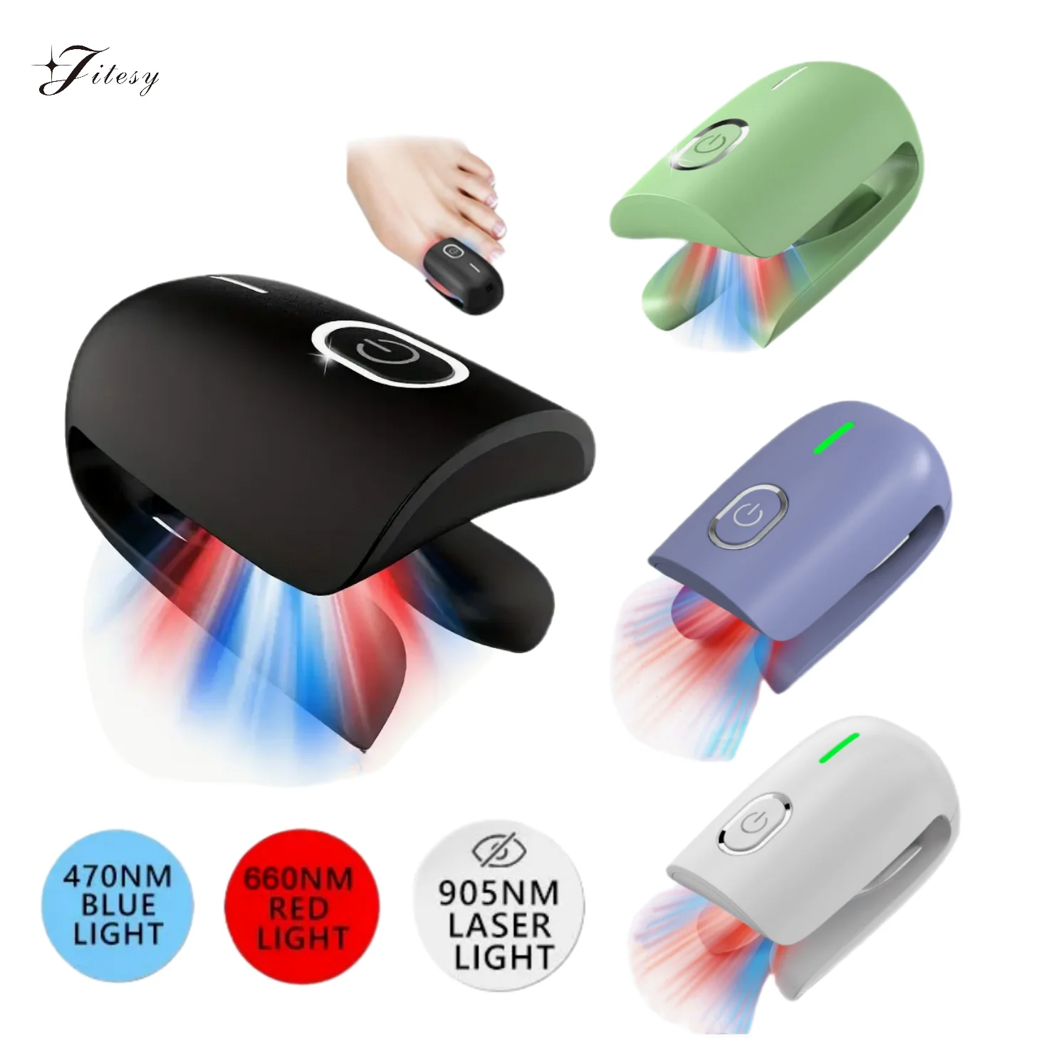 Nail Fungus Laser Device 470nm Blue Light&660nm Red Light&905nm Super Pulsed Invisible Light Smart Remove&Repair Fungal Nail