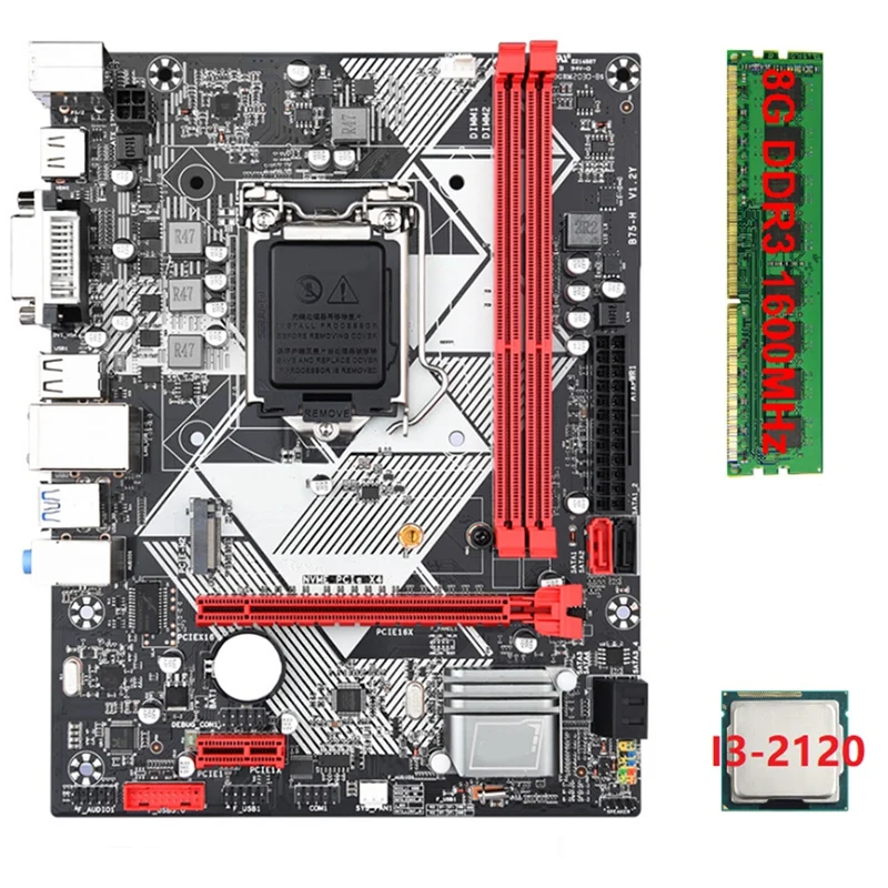 

B75-H I3-2120 Процессор + 1X8G DDR3 1600 МГц ОЗУ LGA 1155 USB 3.0 SATA 3.0 Комплект материнской платы компьютера