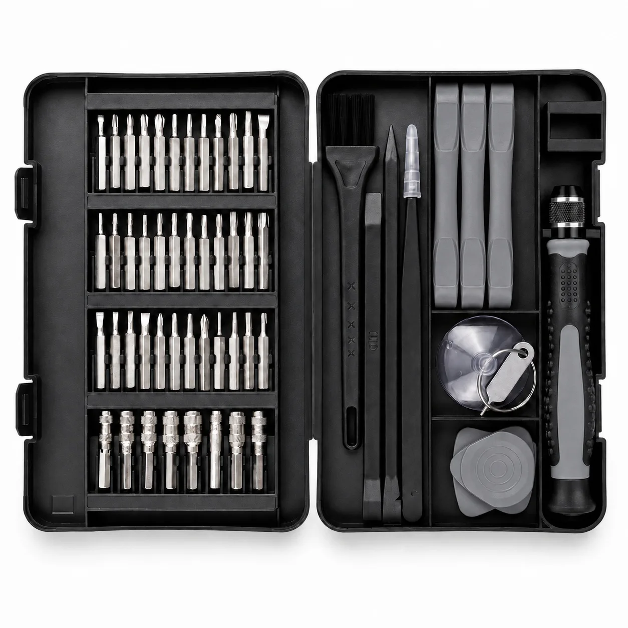 58 Piece For Electronics Repair Kit with Magnetic Bit Storage and Multi-Function Accessories for Daily Device Servicing