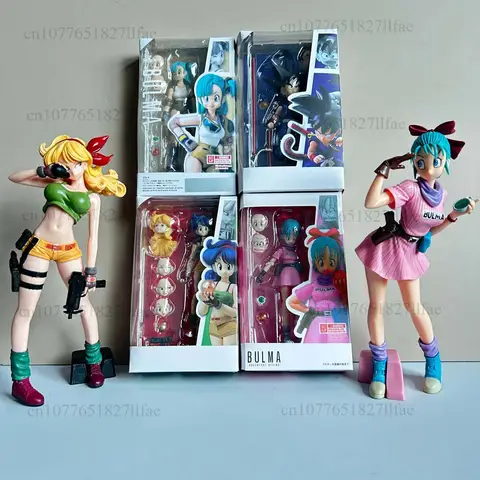 Dragon Ball Z rosa azul Bulma S.H.Figuarts Bulma comienzo de una gran aventura alma azul juvenil Goku modelo de figura de acción Juguetes