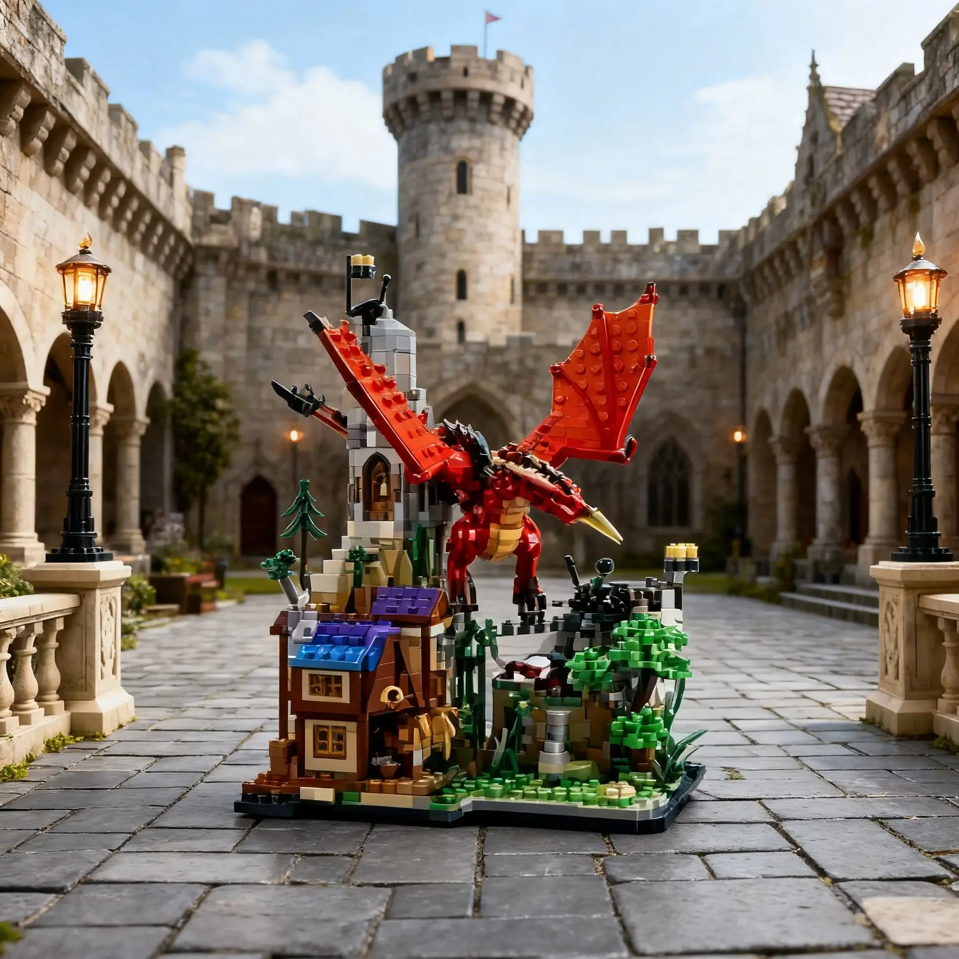 

NEW 2025 The Story of the Red Dragon House Model 3745Pcs Building Blocks Puzzle Toys Children's Gifts
