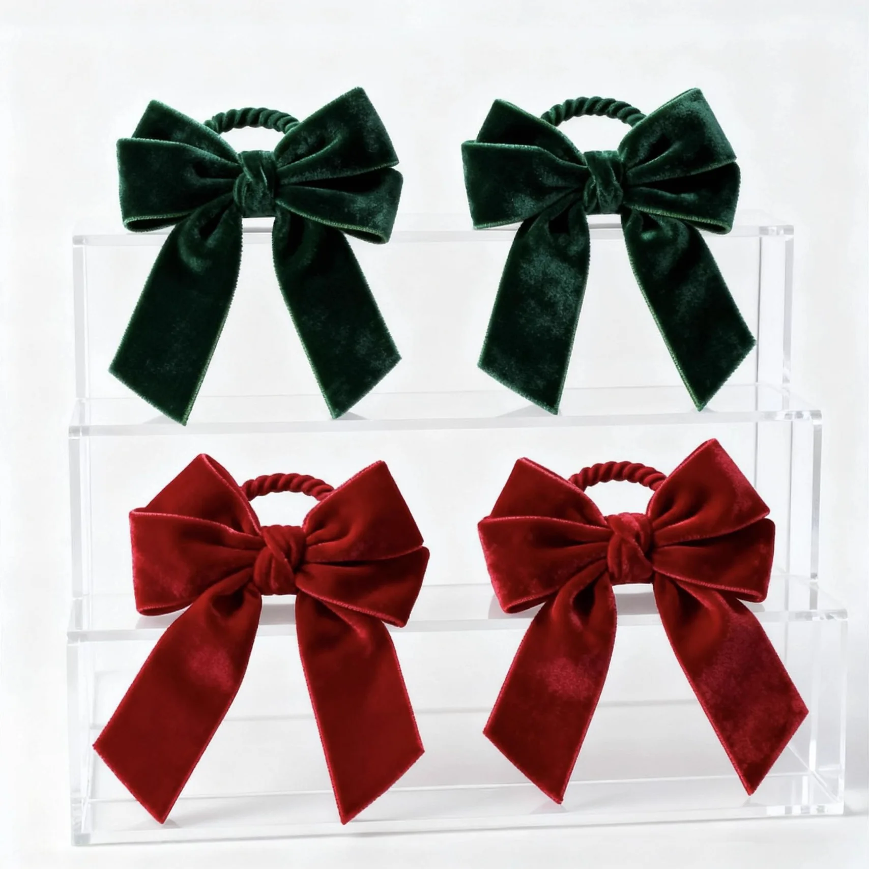 Yjq 12pcs bow napkin ring flannel napkin buckle red and green napkin ring