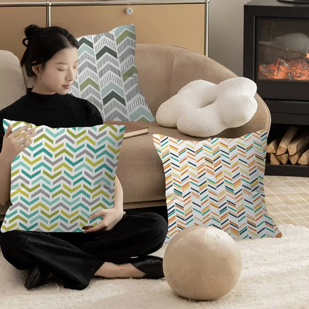 Geometric Zig Zag Wave Pillow Cushion Cover Pillowcase Living Room Sofa Home Decor Customized