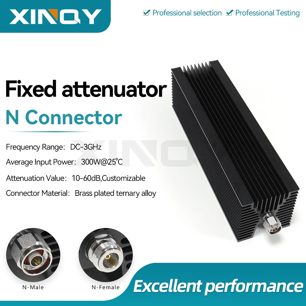XINQY 300W High Power RF Attenuator, N-Type Male to Female Coaxial Fixed Attenuator, DC-3GHz, 10-60dB