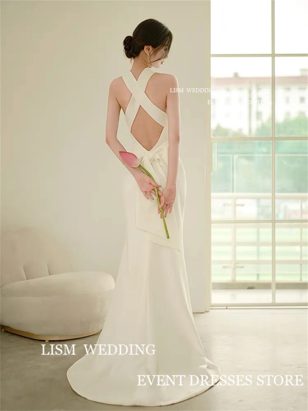 LISM Simple Halter Mermaid Wedding Dresses Luxurious Travel Photoshoot Welcom Wedding Engagement Formal Dress Custom For Korea