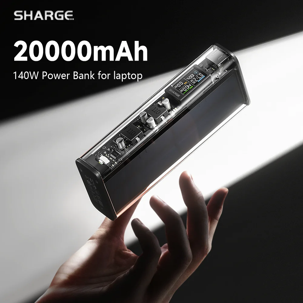 

SHARGE 140W Power Bank 20000mAh Laptop Portable Charger with Smart Display Dual Port Portable Battery for MacBook Pro Phone