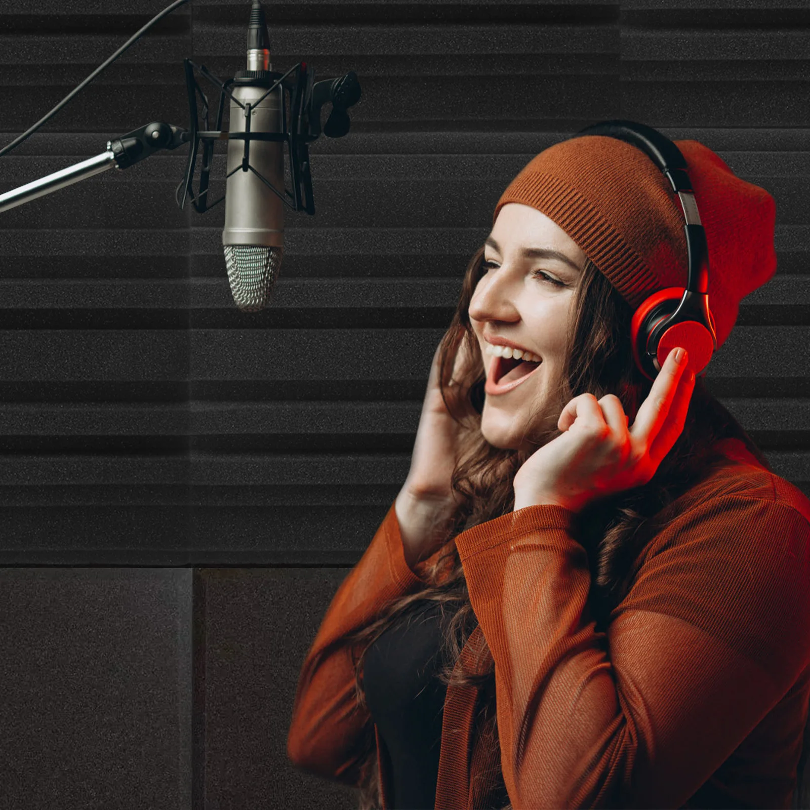 

6 Pcs Sound Absorbing Panels 30x30x2.5cm Black High Density Flame Retardant Wall Foam for Studio KTV Recording Room