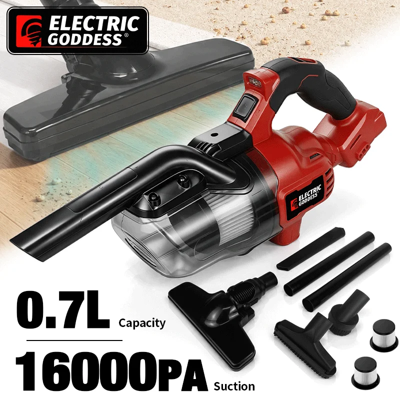 Electric Goddess 16000PA Big Suction Cordless Electric Vacuum Cleaner Floor Carpet Dust Collector For Milwaukee 20V Battery Pin
