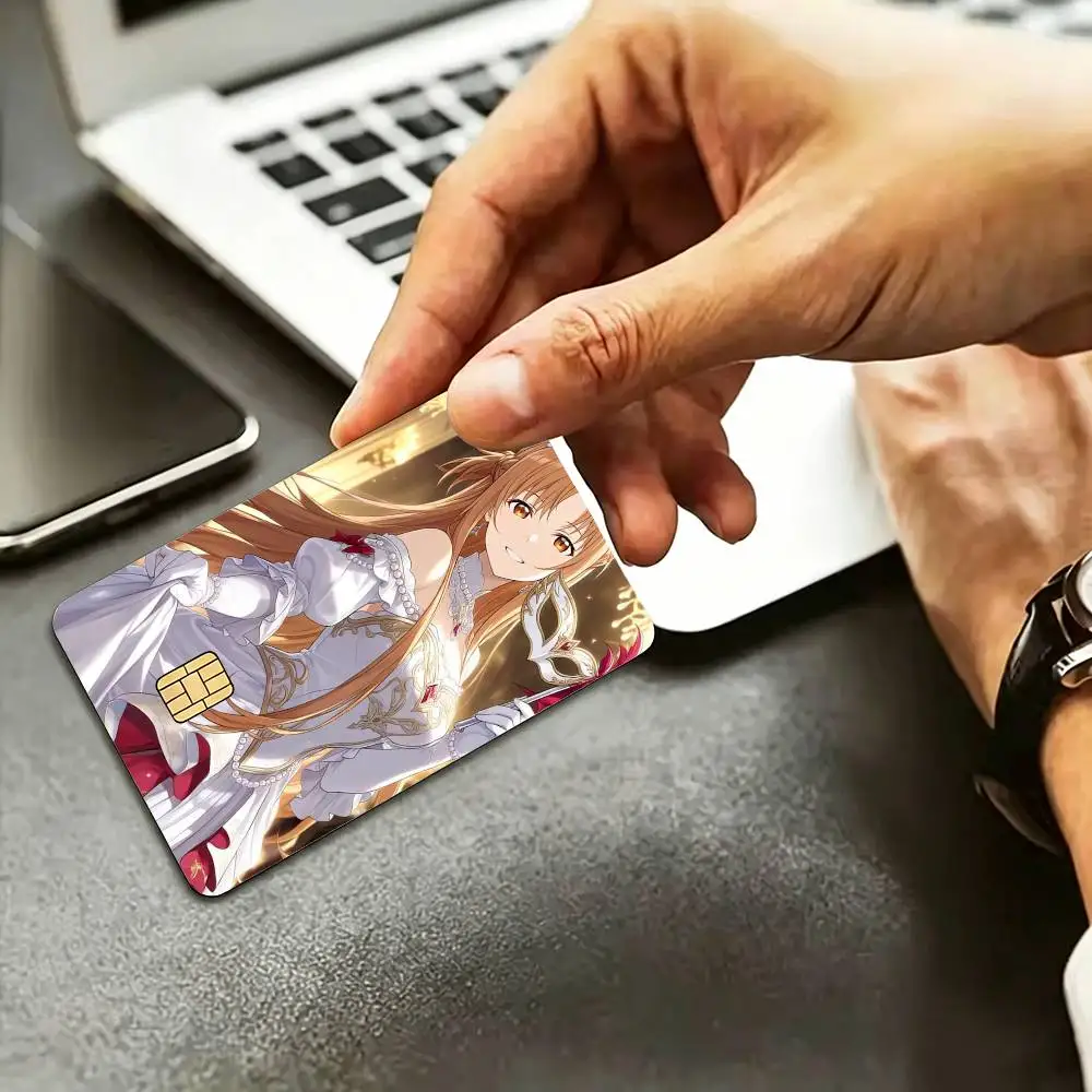 Asuna Yuuki Sword Art Online HD Waterproof Credit Card Stickers Silicone Decals For Chip Game Cards