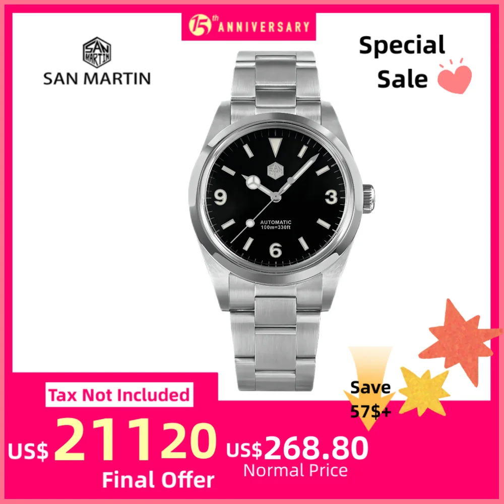 

San Martin Men Watch Automatic Mechanical 39mm 369 Explore Waterproof Watch Luxury Sapphire Lume Relogio Masculino SN0020-2/3/4