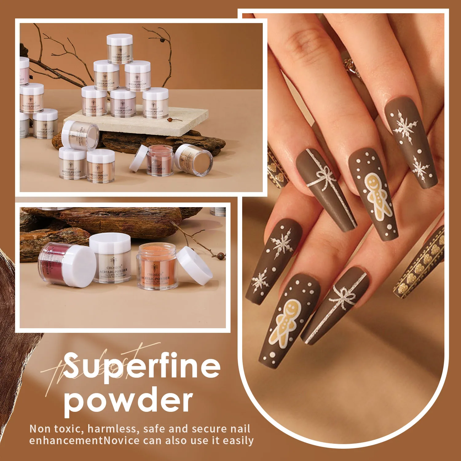 Conjunto de pó acrílico para unhas de 36 cores, escultura de extensão francesa, sem necessidade de cura leve, ideal para iniciantes e salões, presente exclusivo