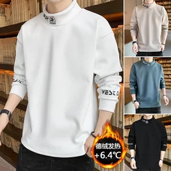 Fashion 2022 Fleece Heating Warm Sports Sweater Men's Autumn Casual Pullover Men's Stand-up Collar Top Plus Velvet Sweater