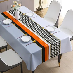 Qianniao Grid Leather Pattern Tablecloth Waterproof and Oil Resistant PVC Simple Tablecloth Coffee Table Cloth Dining Table Mat