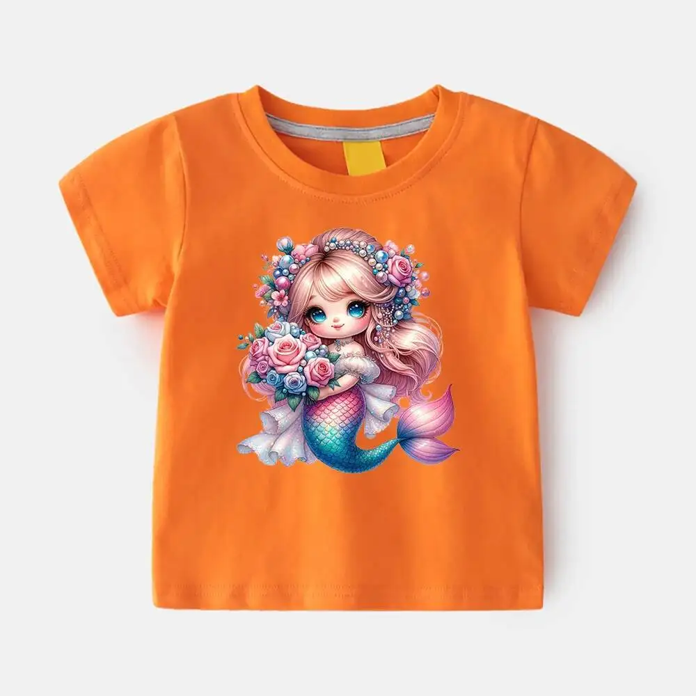 ملصق نقل الحرارة لحورية البحر للزهور للأطفال ، يزين حراري ، ملصق تيشيرت قابل للغسل ، مكواة ، وردي ، فينيل ، لطيف ، 15