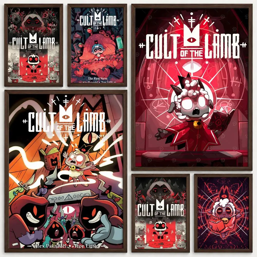 Game Cult Of The Lamb Poster Self‑Adhesive Waterproof PP Poster Coffee House Bar Wall Art Sticker Room Home Decor