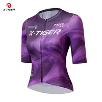 X-TIGER mujeres ciclismo al aire libre transpirable de secado rápido manga corta Pro tela de alta elasticidad para ciclismo de larga distancia Jersey