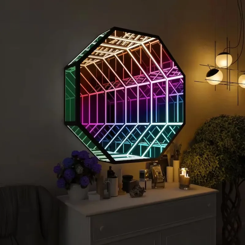 Led Infinity Mirror Tunnel Art Decor Wall lamp 3D  Mirror Wall Hanging Lights for Wedding Festival Party Decoration Light