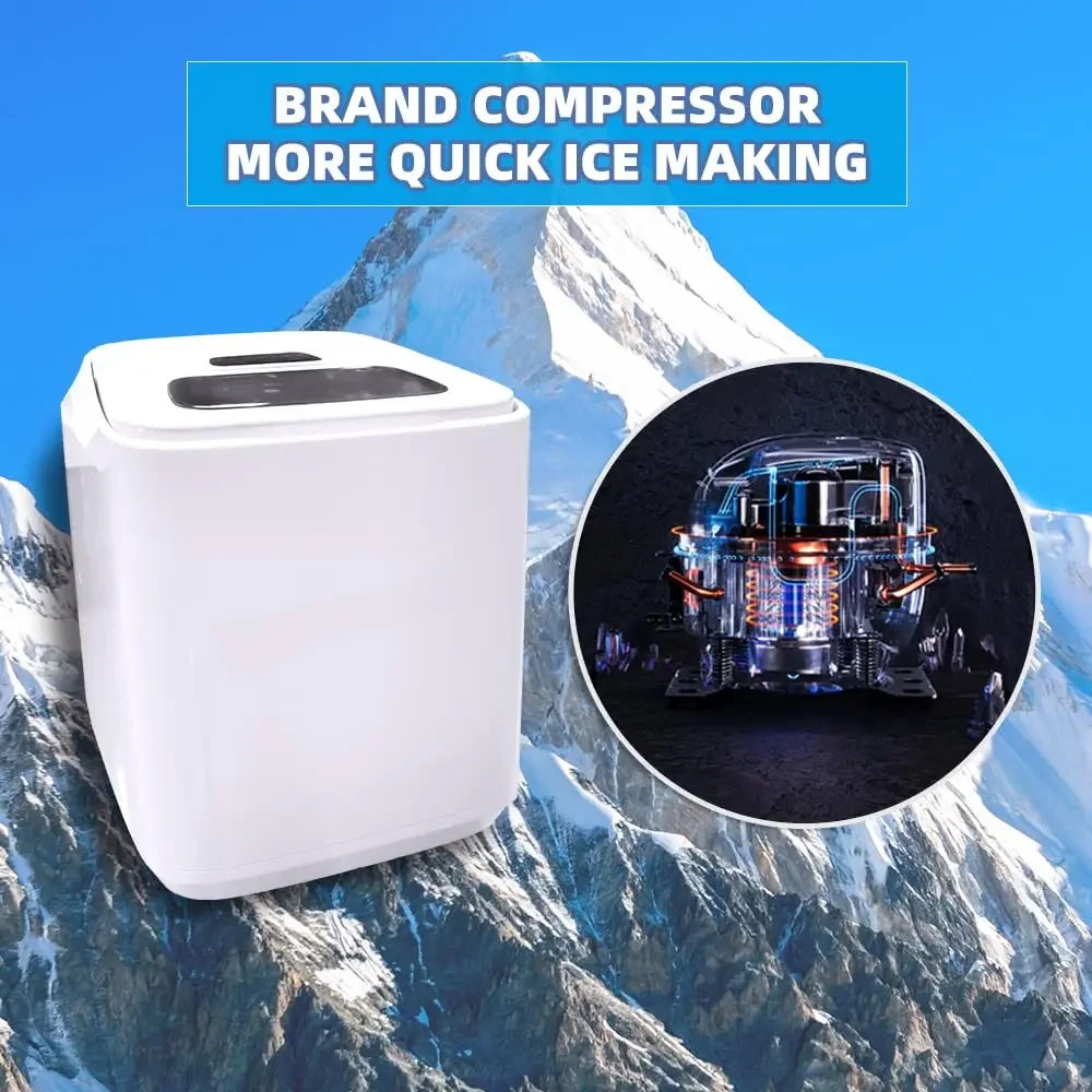 Countertop Ice Maker, 9 Cubes Ice Machine Ready in 6 Mins, 26Lbs/24H, Self-Cleaning Ice Machine with Ice Scoop and Baseket 3 Siz