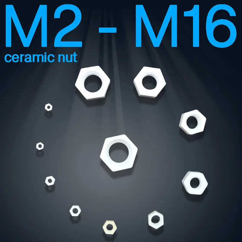 M2 M3 M4 M5 M6 M8 M10 M12 M14 M16 Ceramic Hex Nut High Temperature Resistant Insulating Anti-oxidation Hexagon Nut Screw