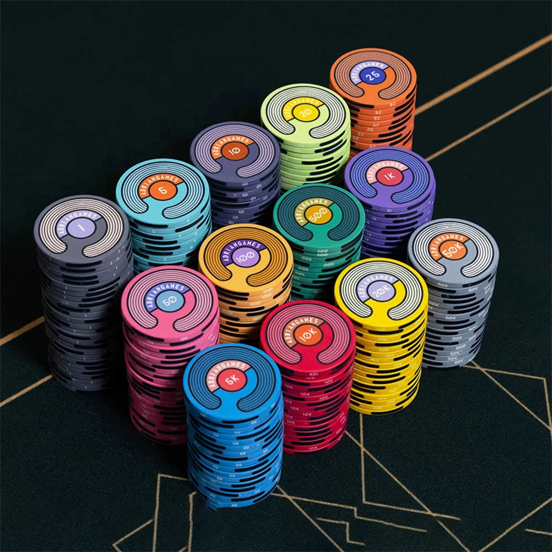 25Pcs Ceramic Texas Hold'em Poker Chips 39mm Double-sided Texas Hold'em Adults Casino Gambling Board Games Token Coins