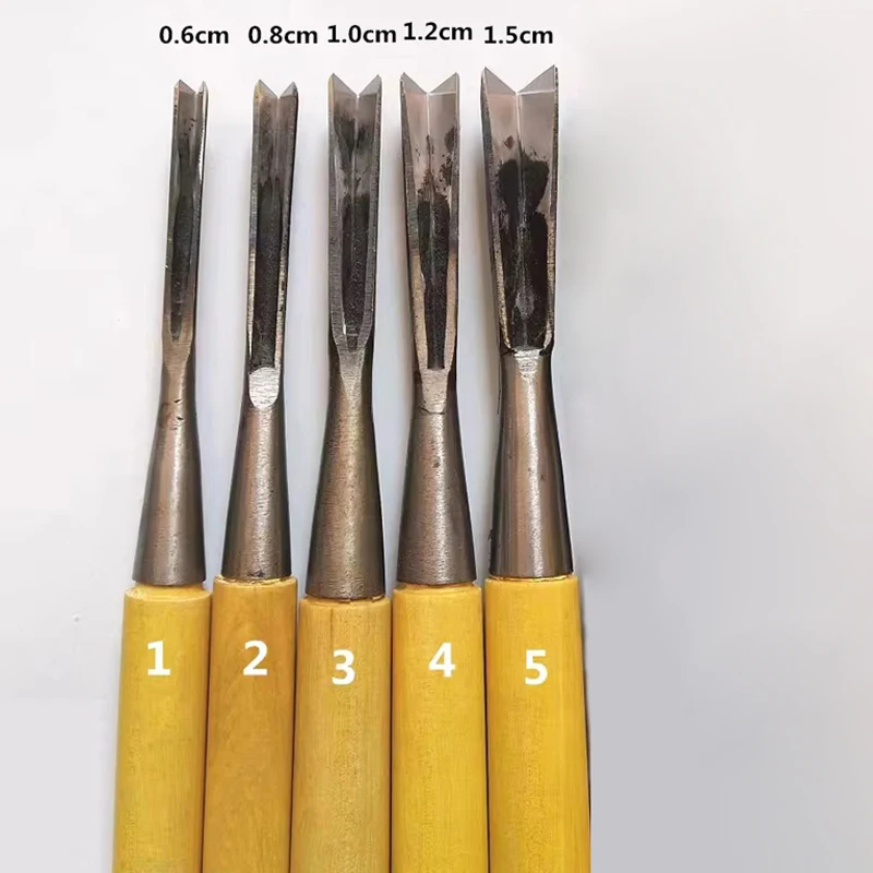 5PC SET Wood Carving Knives V Punching Triangle Chisel Tools for Hard Wood Carpenter Blank Tool