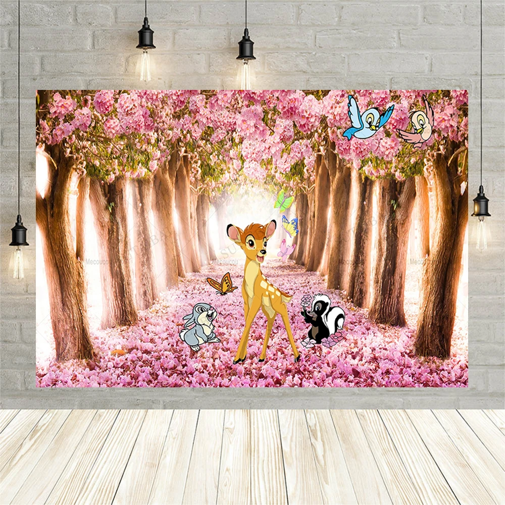 Forest Bambi Baby 1st Birthday Backdrops for Photography Newborn Baby Shower Party Decor Background Photo Photographic Studio