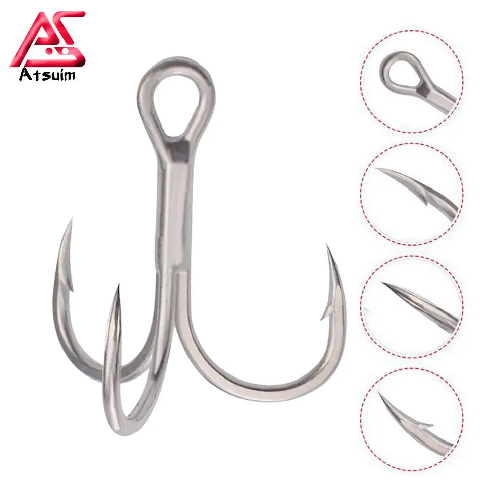 AS 100pcs Treble Hooks 4X Strong Fishing Jig Hook Brabed Sharp Triple Sea Fishing Hooks Assist Hooks Lure Treble Jig Lure Hooks