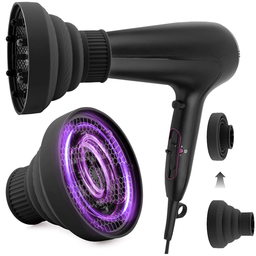 Difusor de Pelo, Difusor Universal Plegable para Secador de Pelo, Boquilla de Silicona Portátil Plegable de Repuesto para Secador