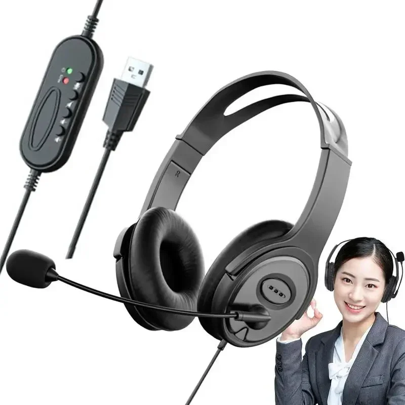 

USB Wired Laptop Headset Noise Cancelling Mic Headphones Zoom, Skype Office, Call Center