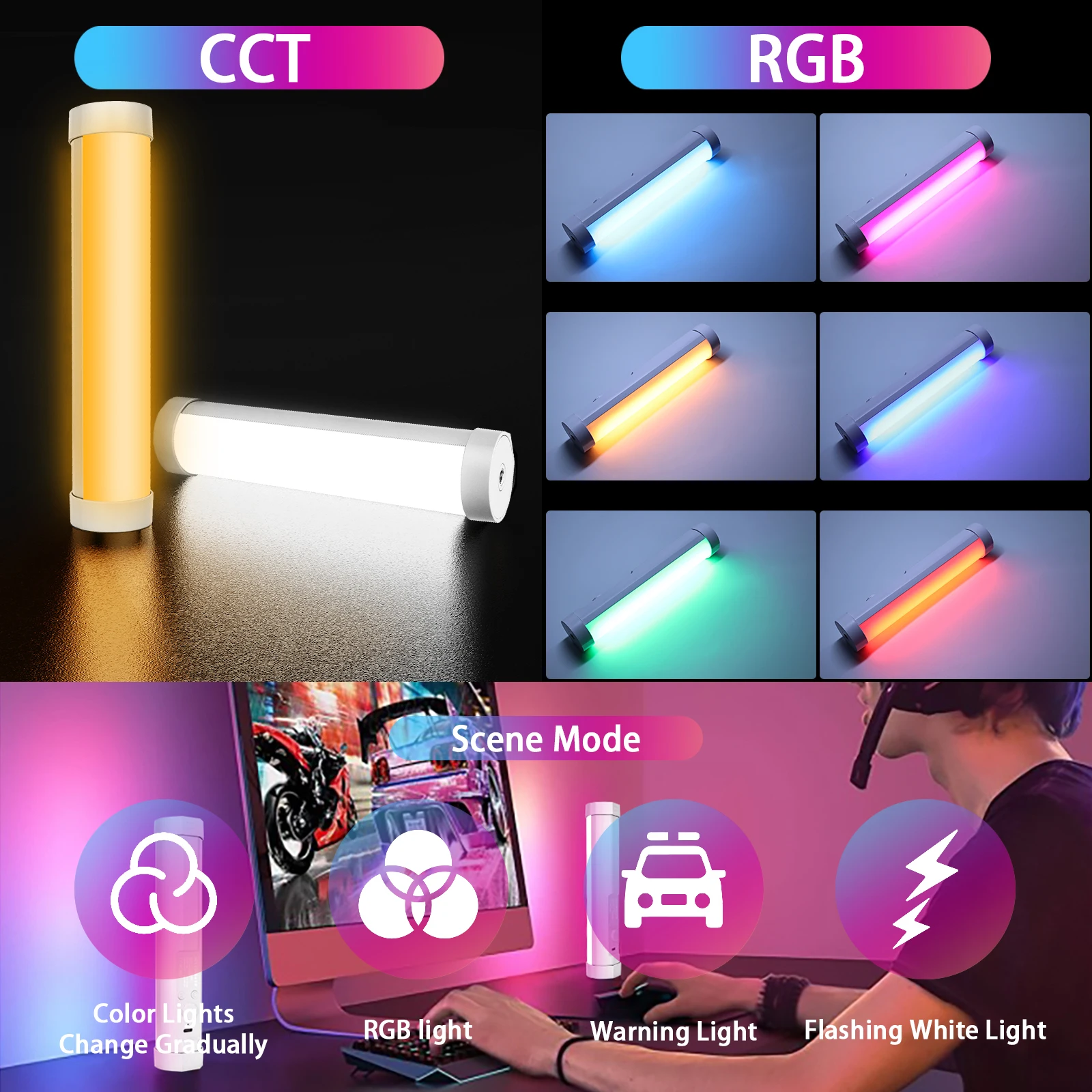 LUXCEO P100 Led Stick RGB Light Tube Video Photography Photo Color Lamp 3000-6000K With Magnetic for Vlog Youtube