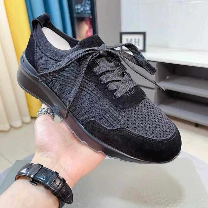 

2026 New High Quality Men's Breathable Mesh Casual Shoes Suede Panel Low Top Sports Running Sneakers Multi Color